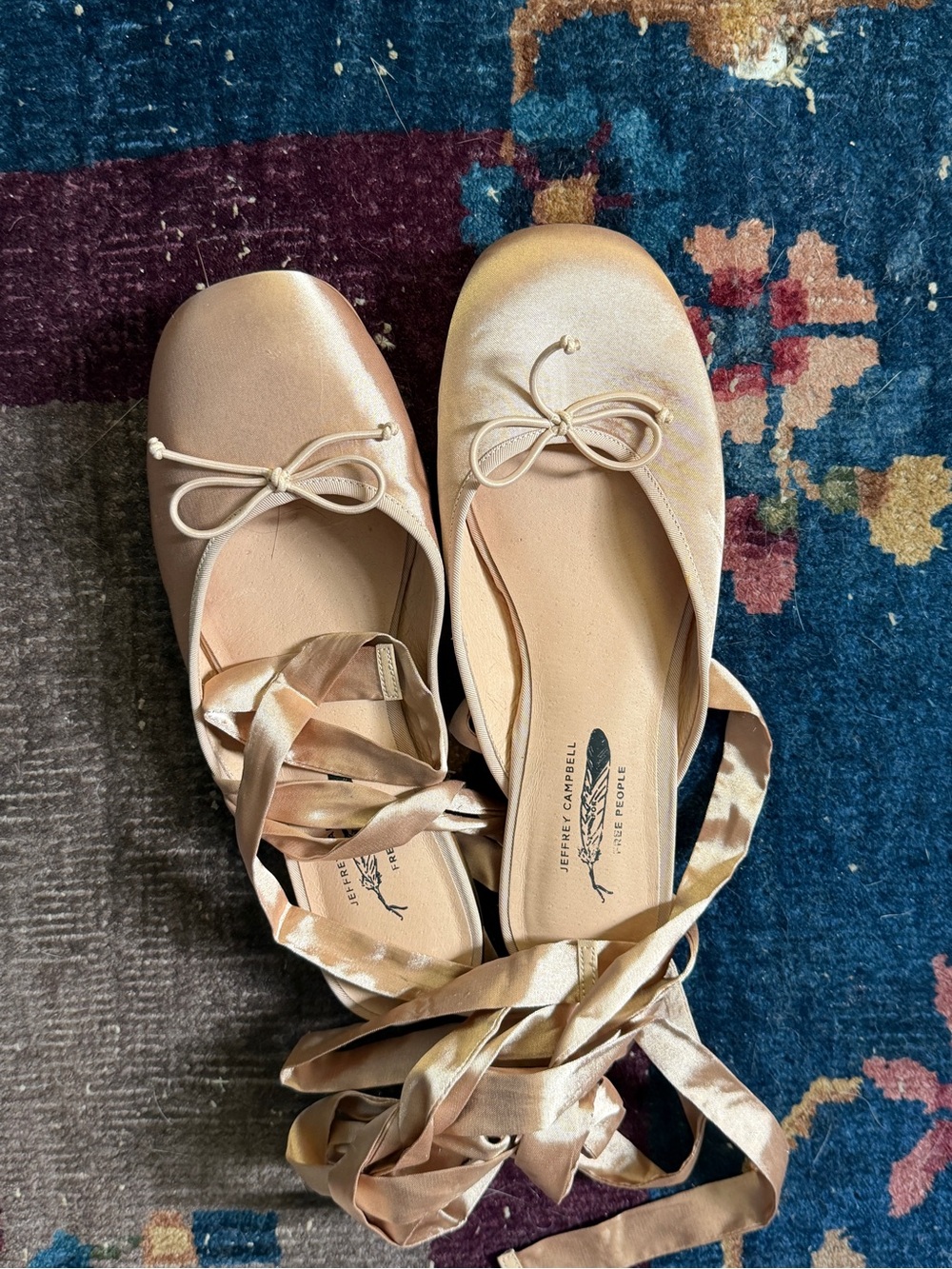 Free People Jeffrey Campbell Women’s Rose Gold Ballet Wrap Flats